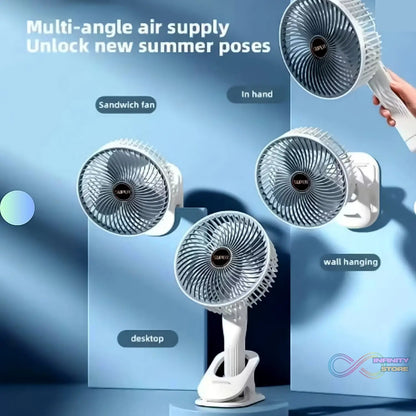 Multifunctional USB Desk Fan Clipped Fan (1 Pc / With Color Box) - infinityexculsivestore.com