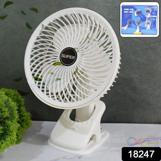 Multifunctional USB Desk Fan Clipped Fan (1 Pc / With Color Box) - infinityexculsivestore.com