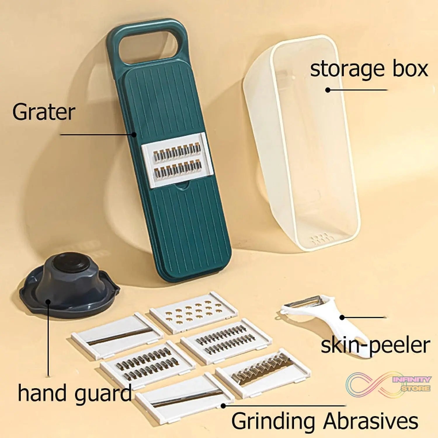 Multifunctional Vegetable Slicer Cutter Onion and Potato Slicer cutter with 6blades and 1 peeler - infinityexculsivestore.com