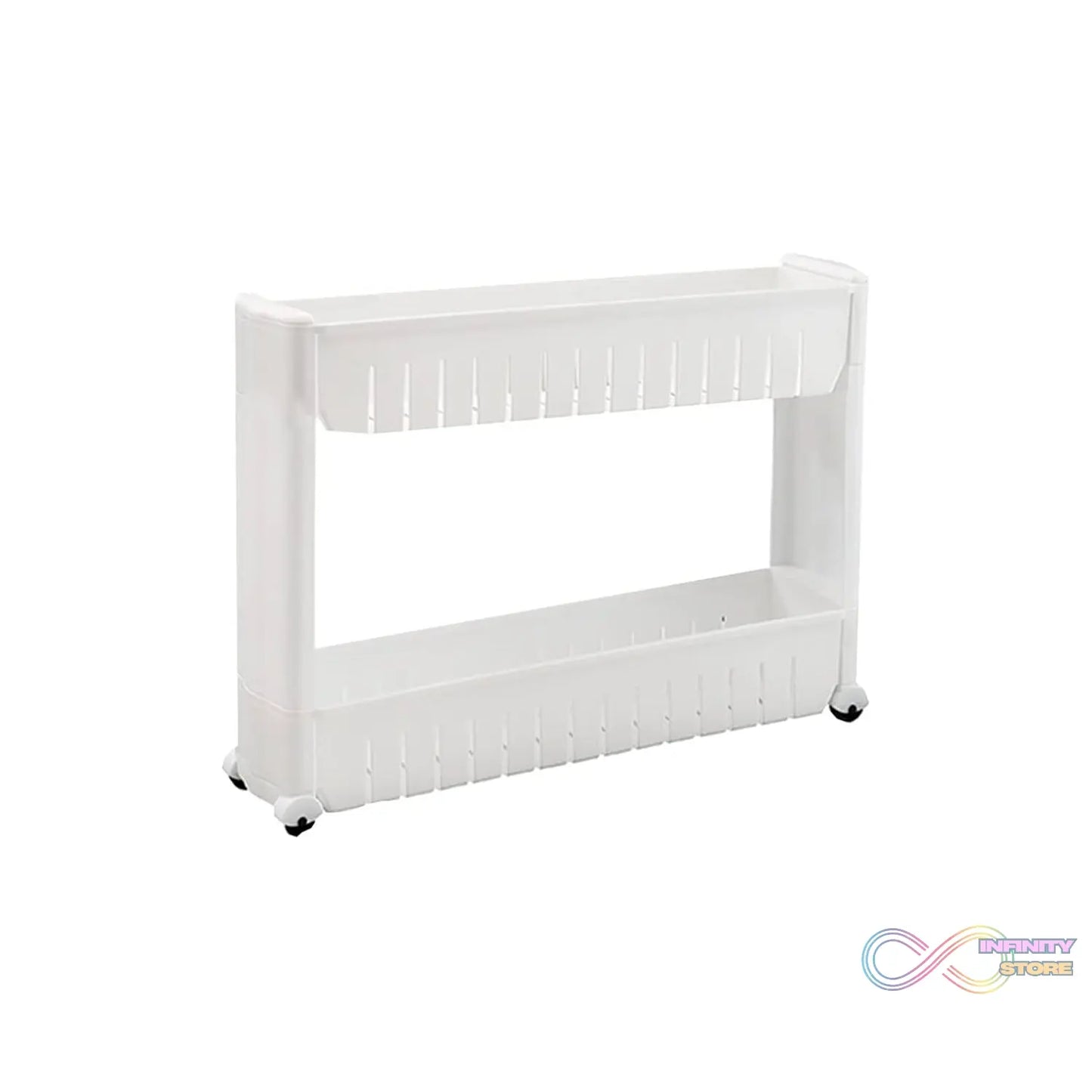 Multipurpose 2 Layer Slim Side Space Saving Storage Organizer Rack Shelf - infinityexculsivestore.com
