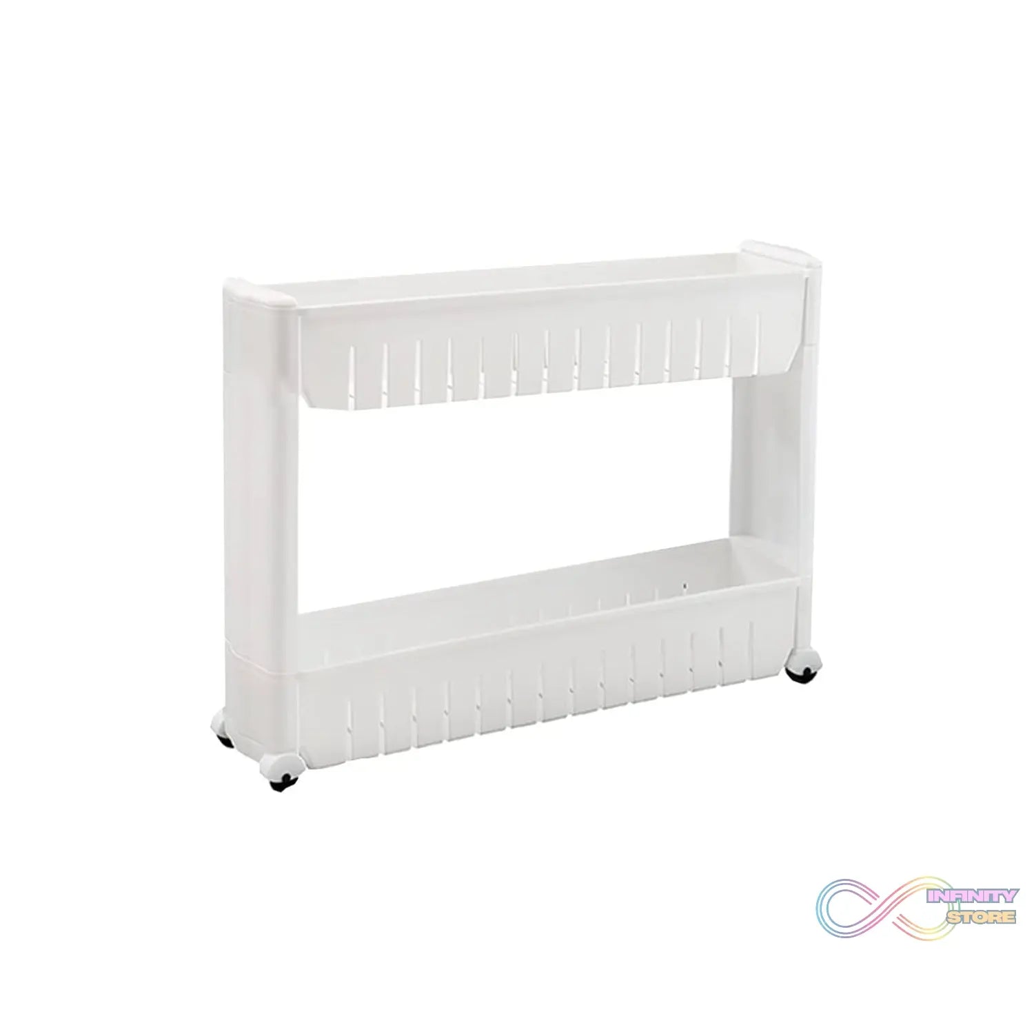 Multipurpose 2 Layer Slim Side Space Saving Storage Organizer Rack Shelf - infinityexculsivestore.com