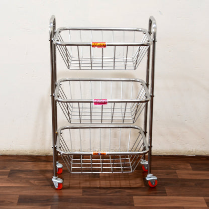 Multipurpose 3 Layer Stainless Steel Fruit & Vegetable 4 Stand Kitchen Trolley | Fruit Basket | Vegetable Basket | Onion Potato Rack For Kitchen | Vegetable Stand For Kitchen - infinityexculsivestore.com