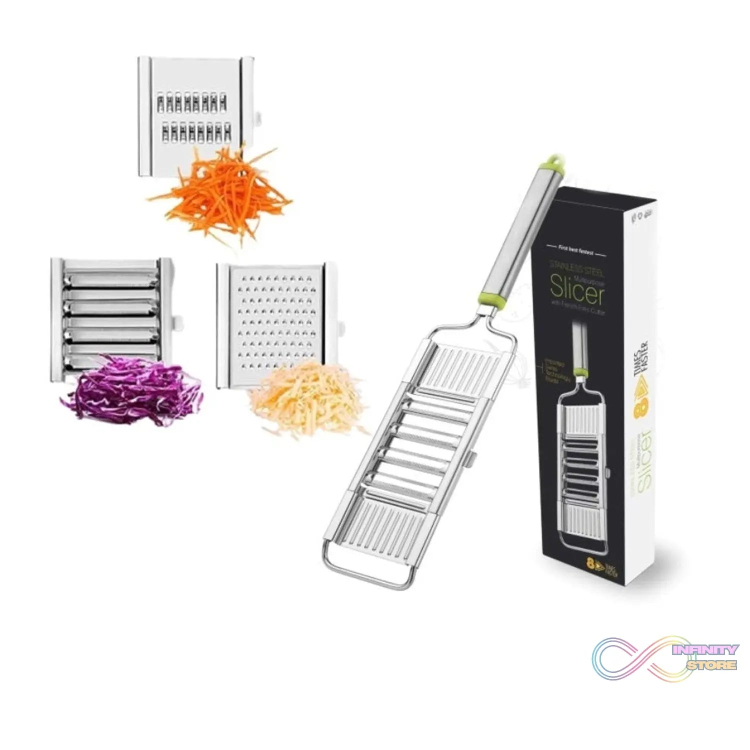 Kitchen grater and slicer with multiple functions