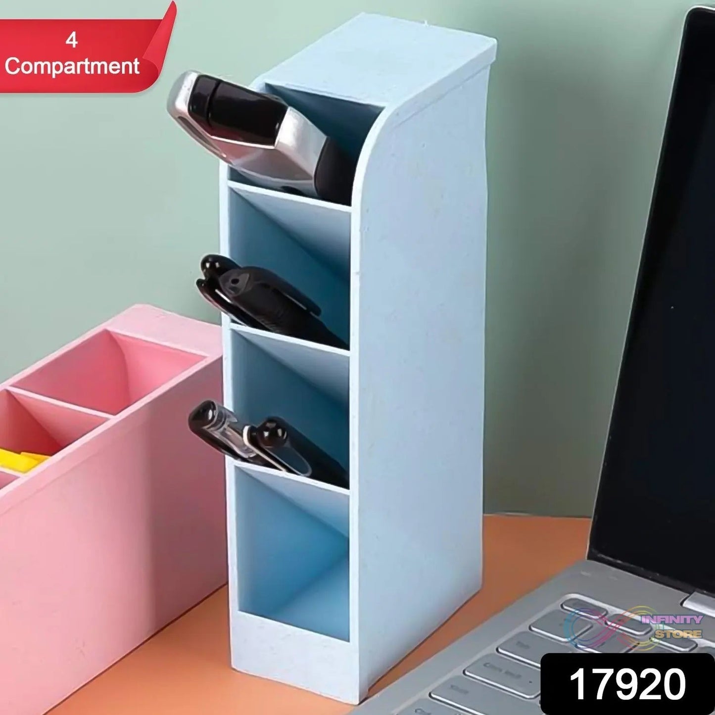 Multipurpose 4 Compartment Pen Holder Office Desktop (1 Pc) - infinityexculsivestore.com