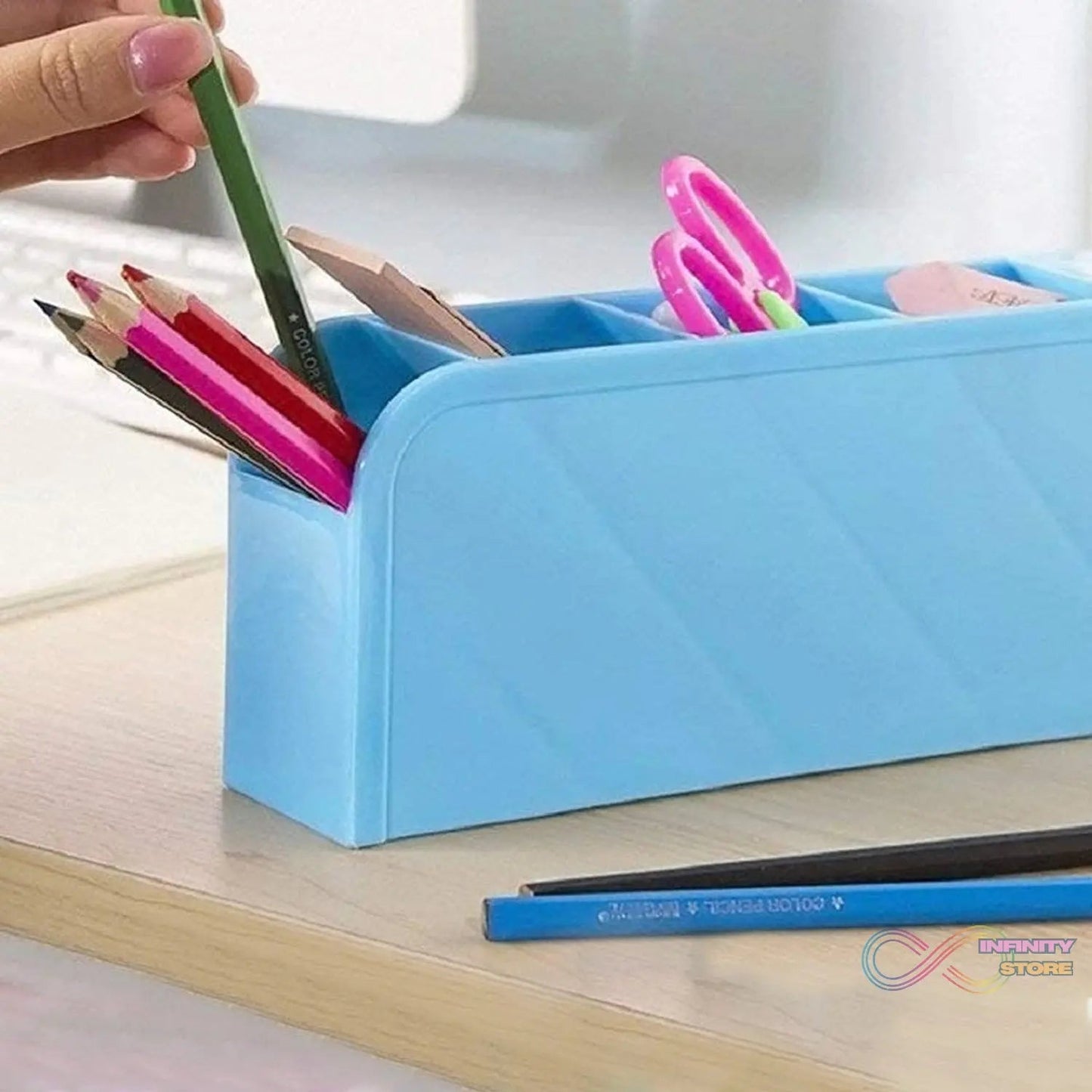 Multipurpose 4 Compartment Pen Holder Office Desktop (1 Pc) - infinityexculsivestore.com