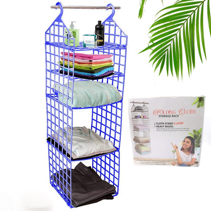 Multipurpose 5 Layer Folding Clothes Storage Racks||Closet for Students Wardrobe Shelves Socks, Scarf, t - Shirt, etc||Hanging Organizer Storage Holders & Racks - infinityexculsivestore.com