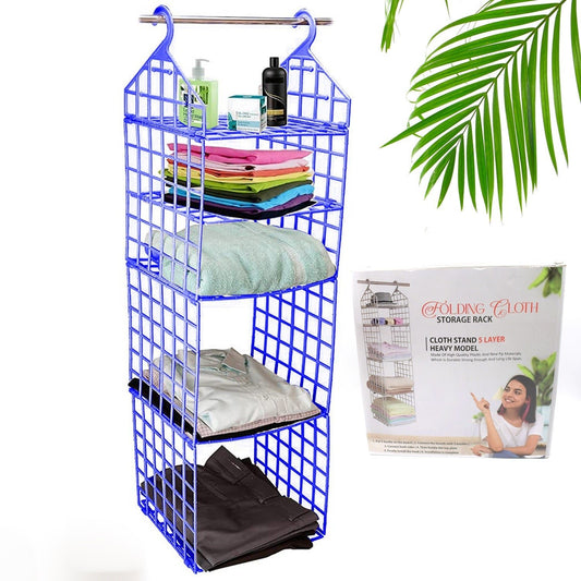 Multipurpose 5 Layer Folding Clothes Storage Racks||Closet for Students Wardrobe Shelves Socks, Scarf, t - Shirt, etc||Hanging Organizer Storage Holders & Racks - infinityexculsivestore.com