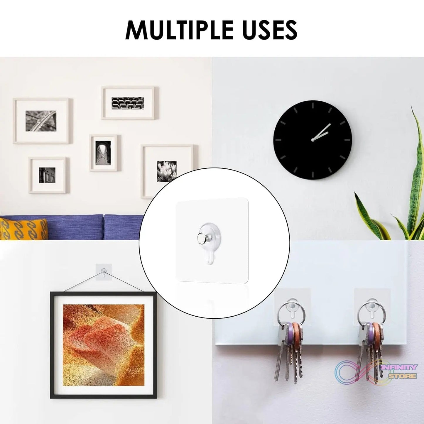 Multipurpose Adhesive Damage - Free Photo Frame Wall Hooks (1 Pc) - infinityexculsivestore.com
