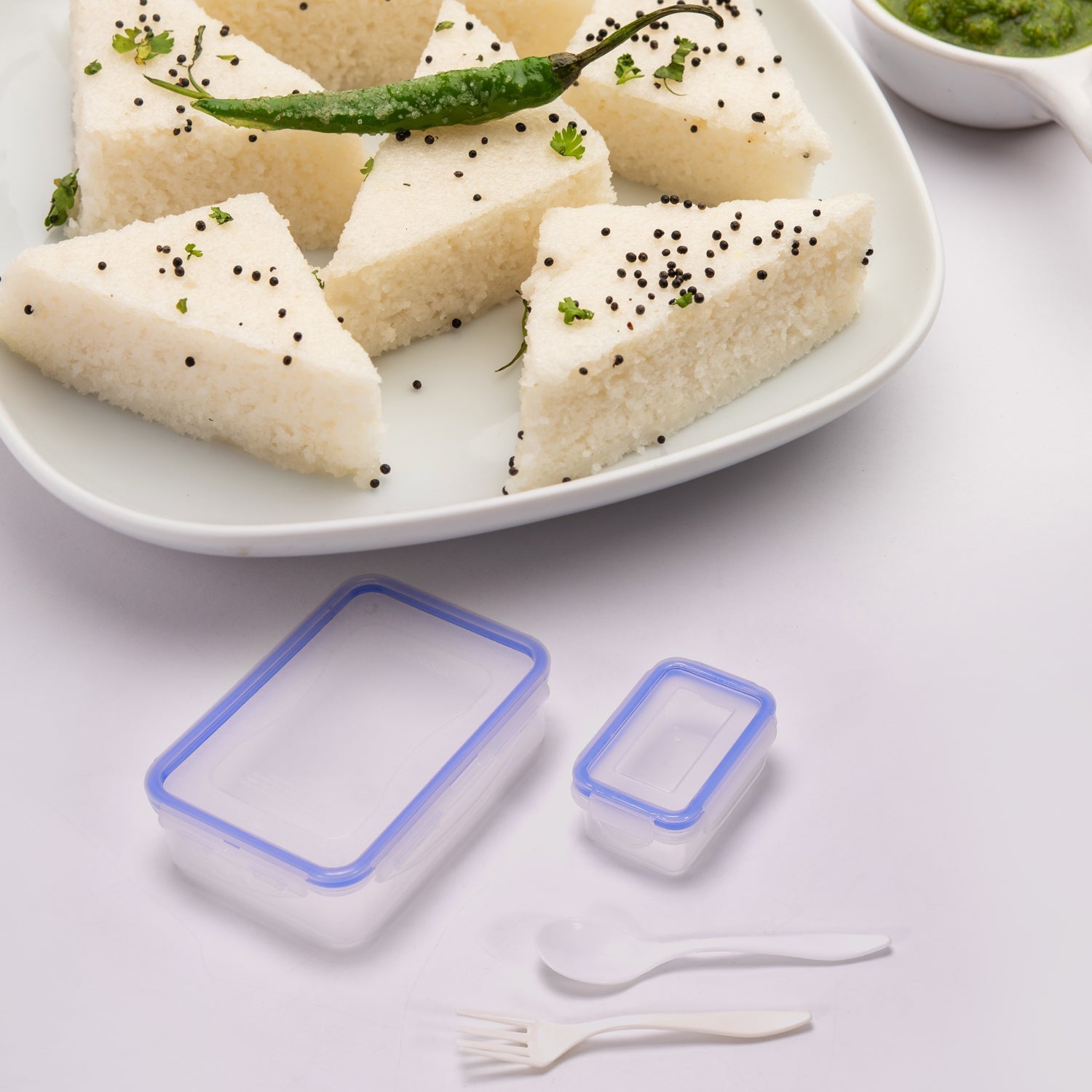 Multipurpose Air Tight 4 Side Lock Food Grade Lunch Box With Small Square Container - infinityexculsivestore.com