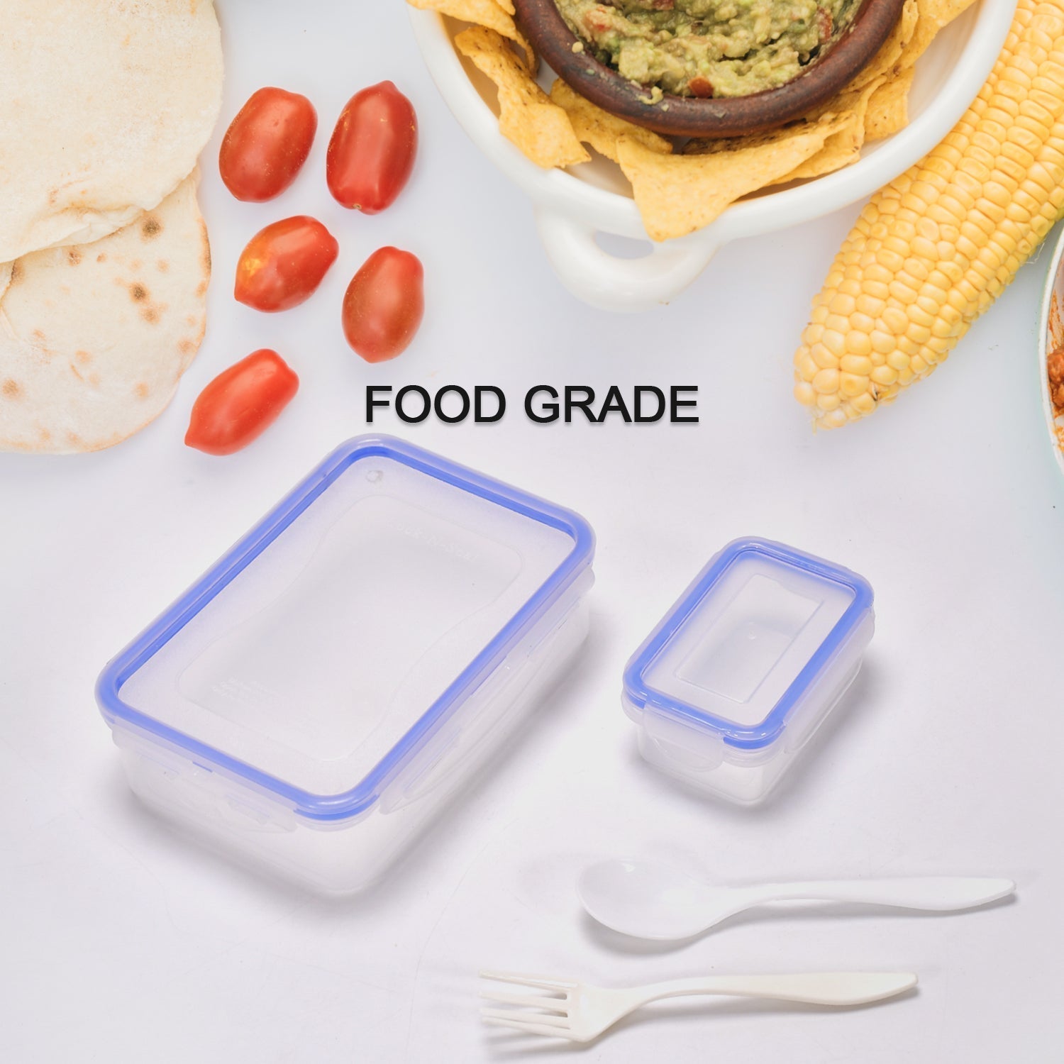 Multipurpose Air Tight 4 Side Lock Food Grade Lunch Box With Small Square Container - infinityexculsivestore.com