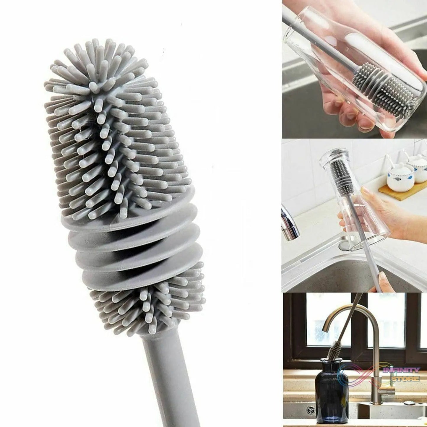 Multipurpose Bottle Cleaning Brush: Kitchen Tool - infinityexculsivestore.com