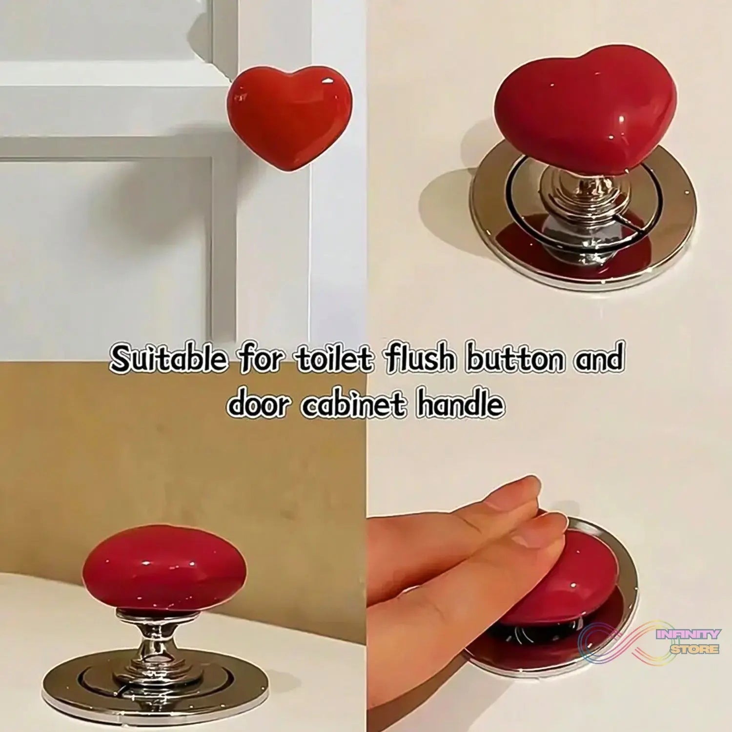 Multipurpose Cabinet Door Handle Drawer, Heart - shaped Knob Pulls Toilet Press Button (1 Pc) - infinityexculsivestore.com