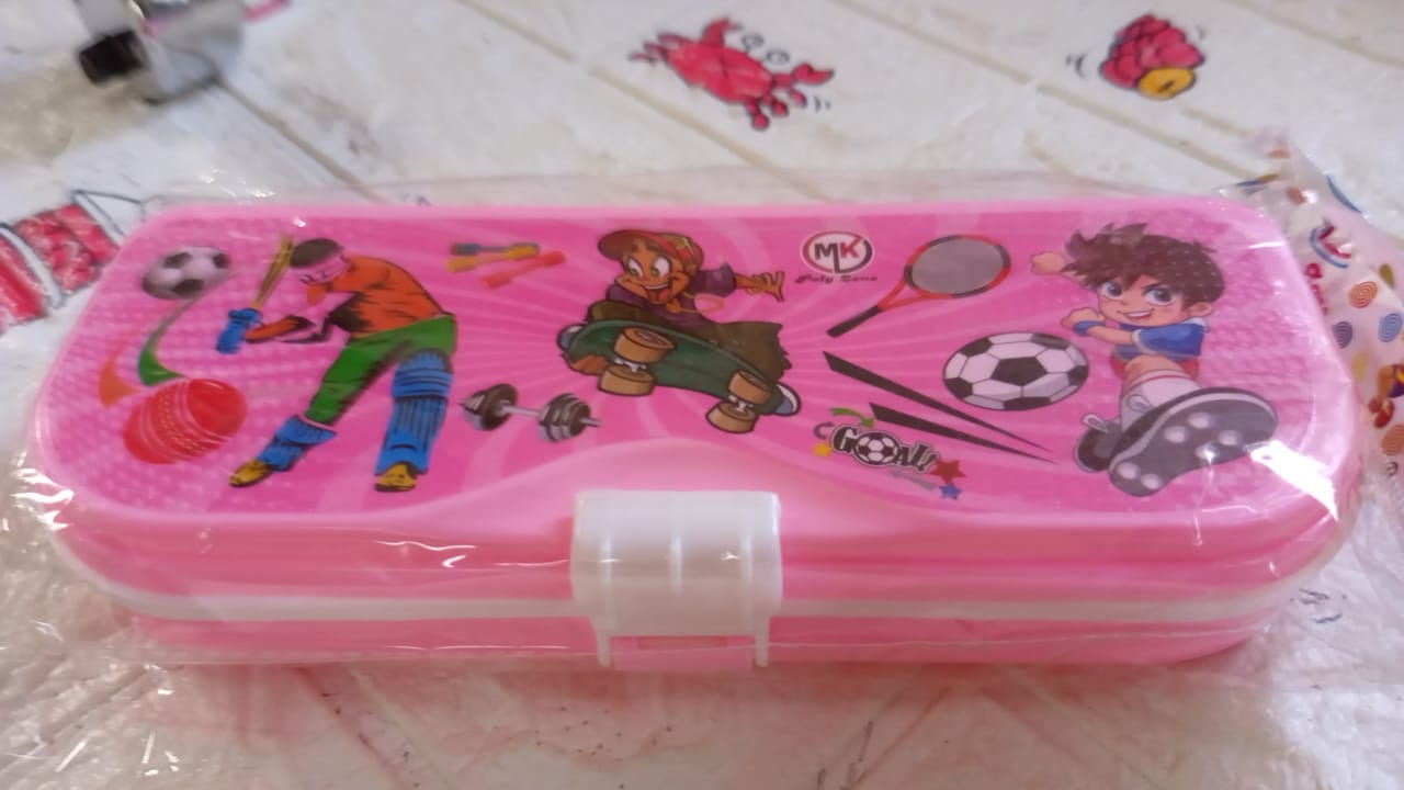 Multipurpose Compass Box, Pencil Box with 3 Compartments for School, Cartoon Printed Pencil Case for Kids, Birthday Gift for Girls & Boys - infinityexculsivestore.com