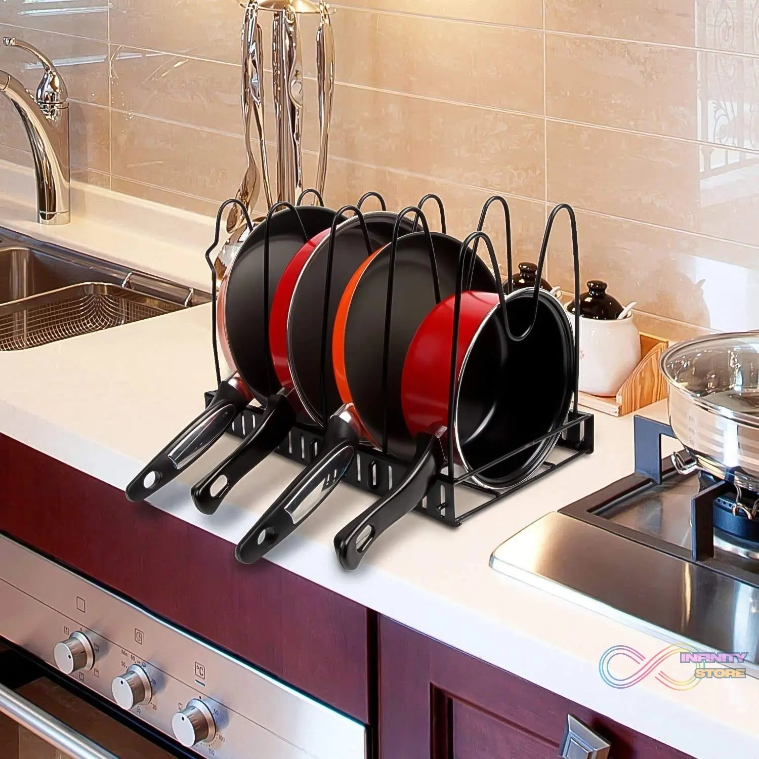 Multipurpose Pan & Pot Organizer Rack (1 Pc) - infinityexculsivestore.com