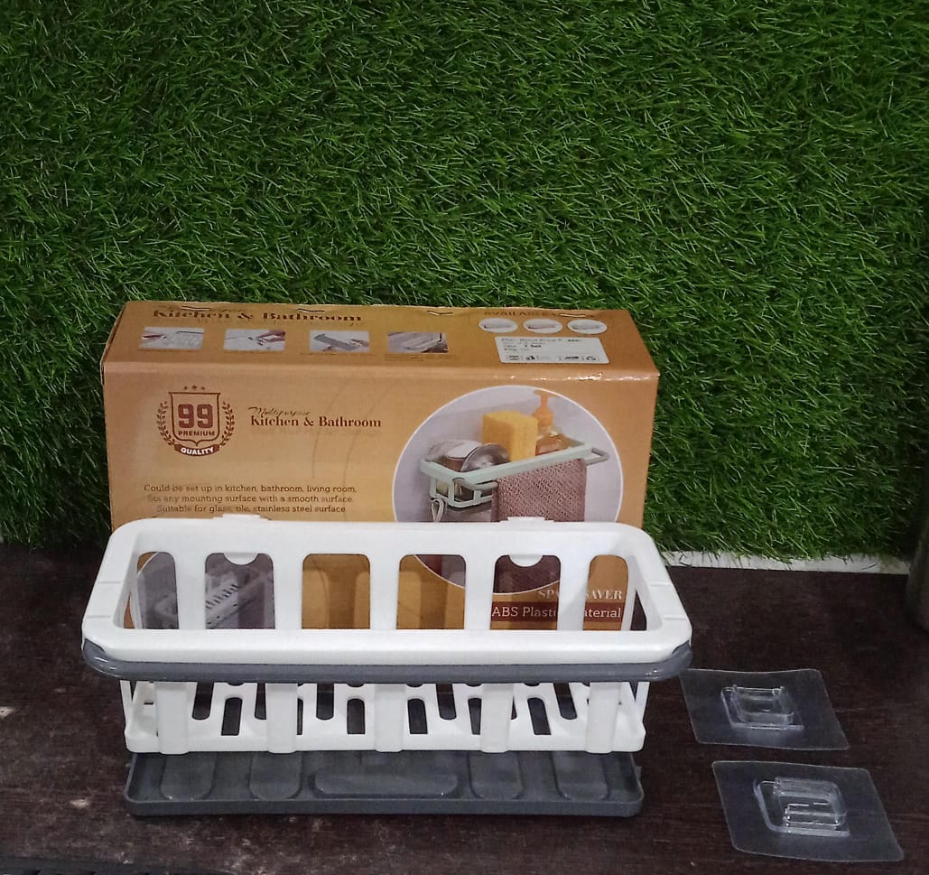 Multipurpose Platic Hanging Drain Rack Retractable Sponge Storage Hanging Rack With Adhesive Hook for Kitchen and Bathroom Dishcloth Holders Basket Drying Tray Organizer - infinityexculsivestore.com