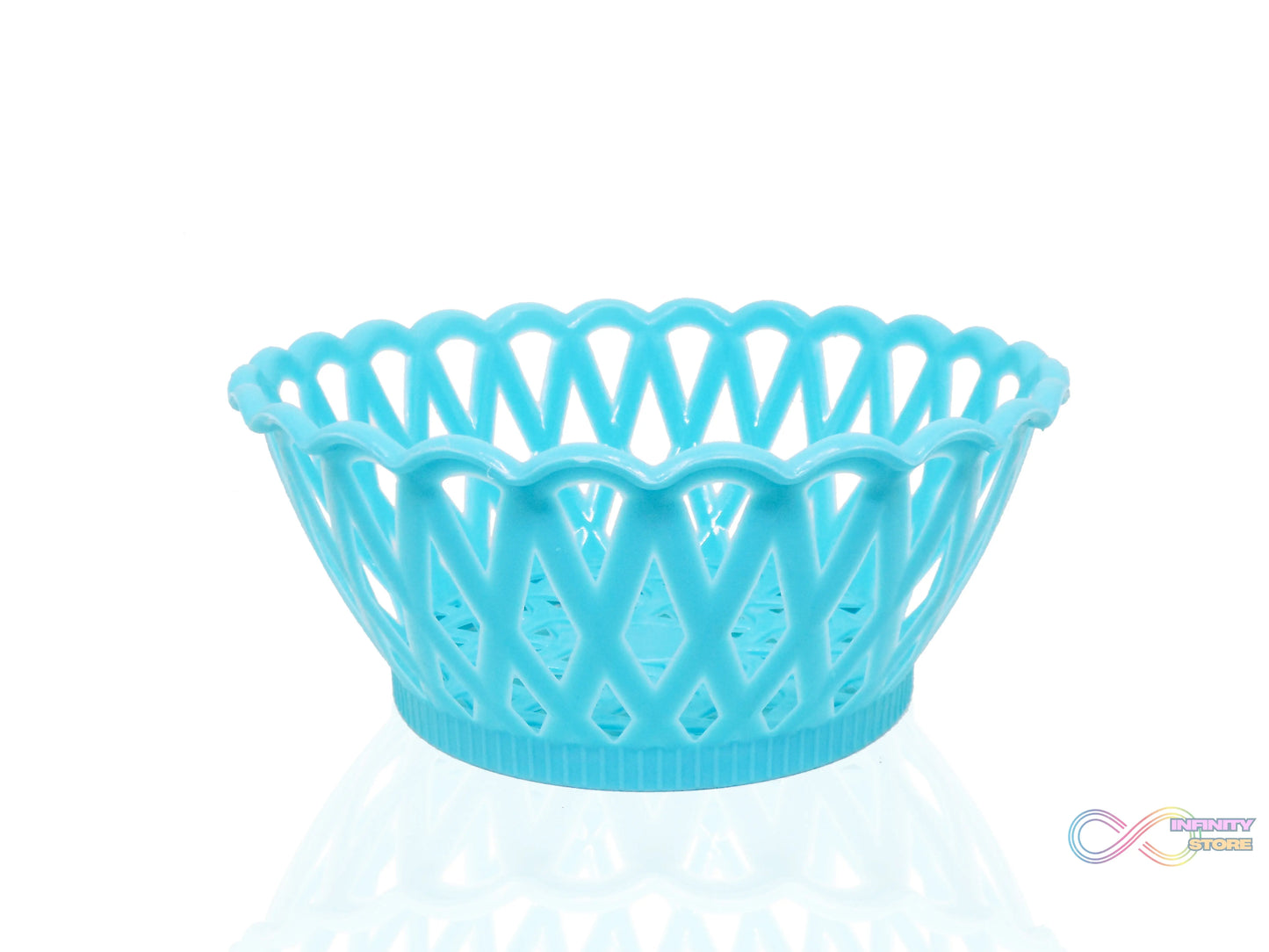 Multipurpose round plastic trays for storing and organizing items.