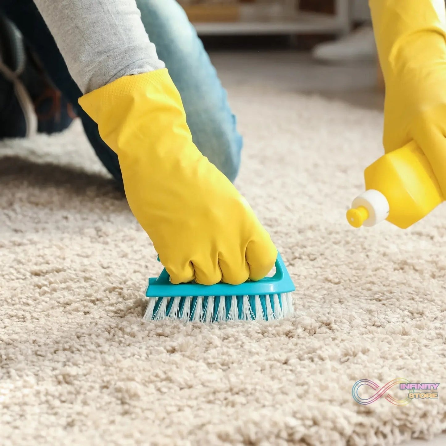 Multipurpose Scrubber Hard Brush with Handle (1 Pc / Small) - infinityexculsivestore.com