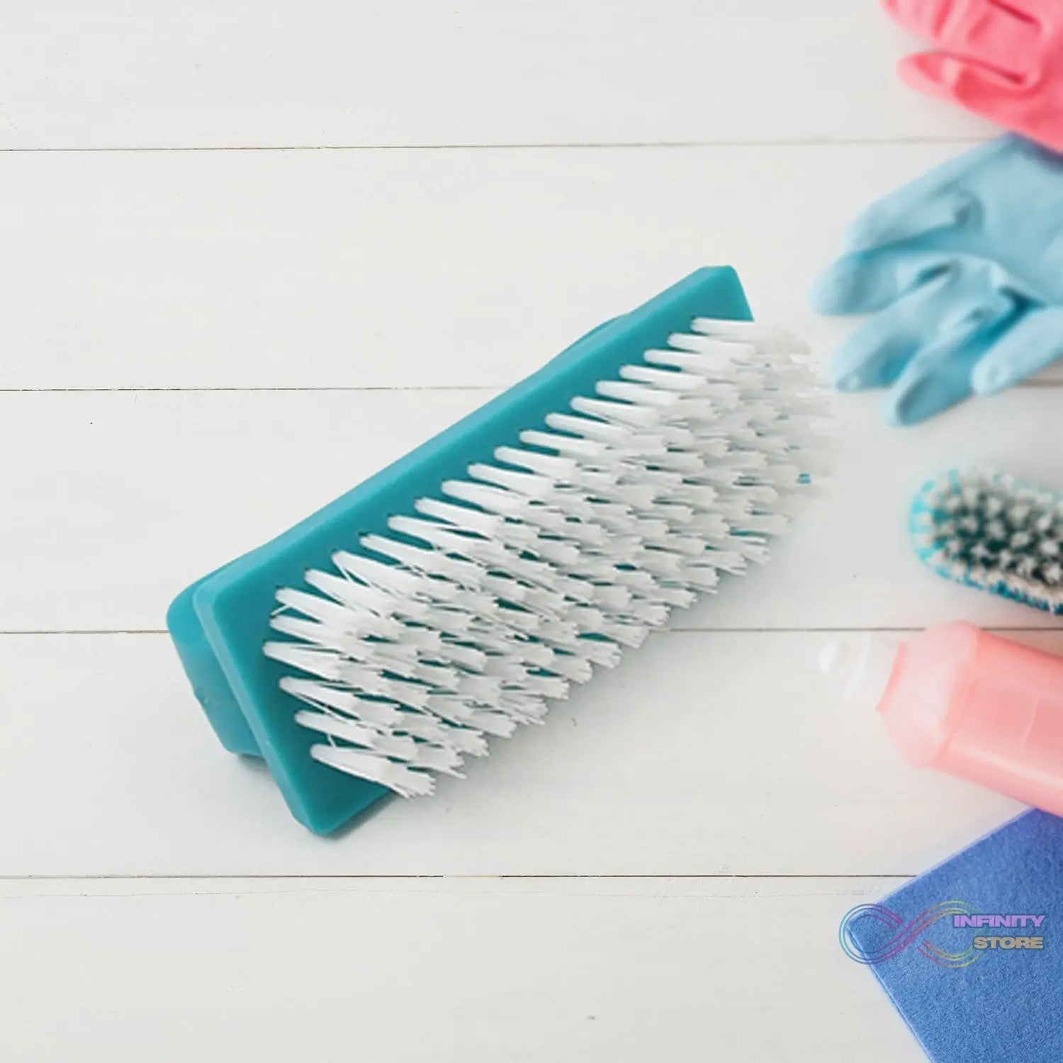 Multipurpose Scrubber Hard Brush with Handle (1 Pc / Small) - infinityexculsivestore.com