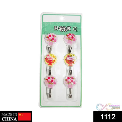 Durable self-adhesive wall hooks, pack of 6.