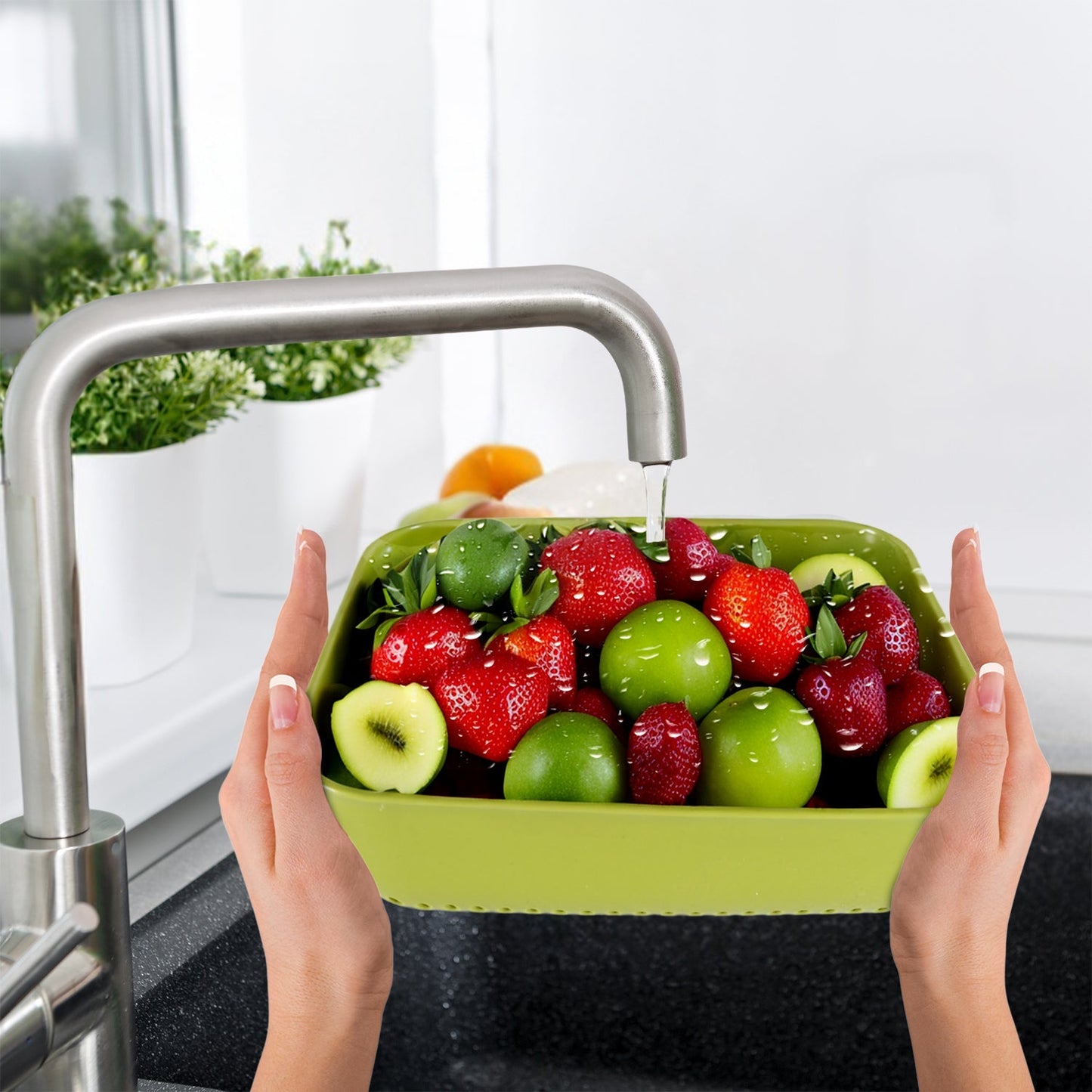 Multipurpose Small Plastic Kitchen Basket, Vegetables and Fruits Washing, Basket (20x17 Cm) - infinityexculsivestore.com