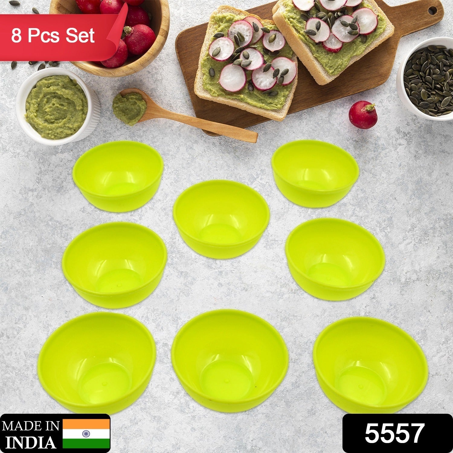 Multipurpose Small Round Plastic Bowl / Katori, Microwave Safe Reusable Lightweight Bowl, Dishwasher Safe Chutney Bowl (8 Pcs Set) - infinityexculsivestore.com