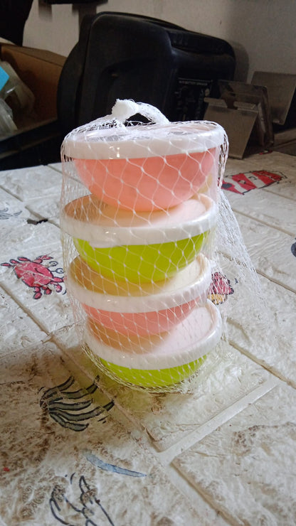 Multipurpose Small Round Plastic Bowl / Katori With Lid, Microwave Safe Reusable Lightweight Bowl, Dishwasher Safe Chutney Bowl (4 Pcs Set) - infinityexculsivestore.com