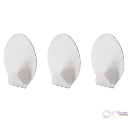 Multipurpose stainless steel adhesive hooks.