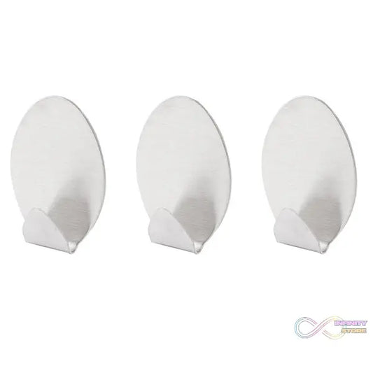 Multipurpose stainless steel adhesive hooks.