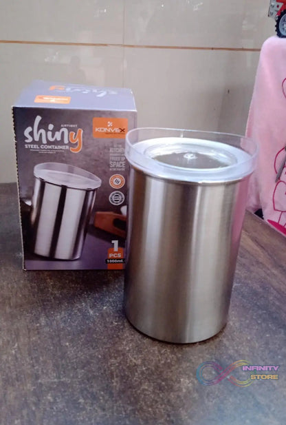 Multipurpose Stainless Steel Airtight Containers with See Through Lid (1 Pc / 1000 ML) - infinityexculsivestore.com
