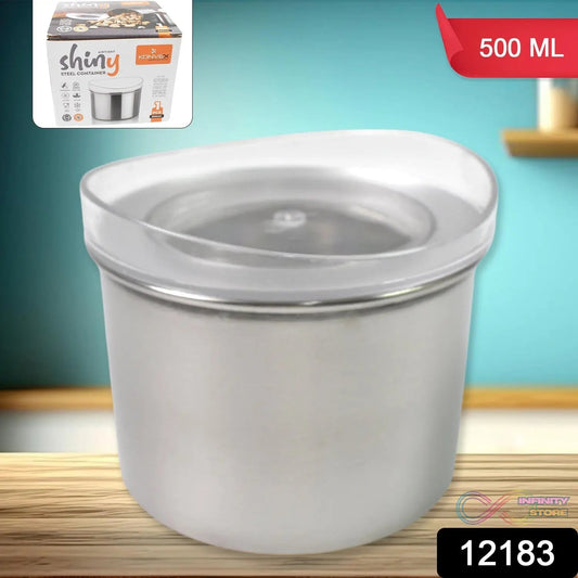 Multipurpose Stainless Steel Airtight Containers with See Through Lid (1 Pc / 500 ML) - infinityexculsivestore.com