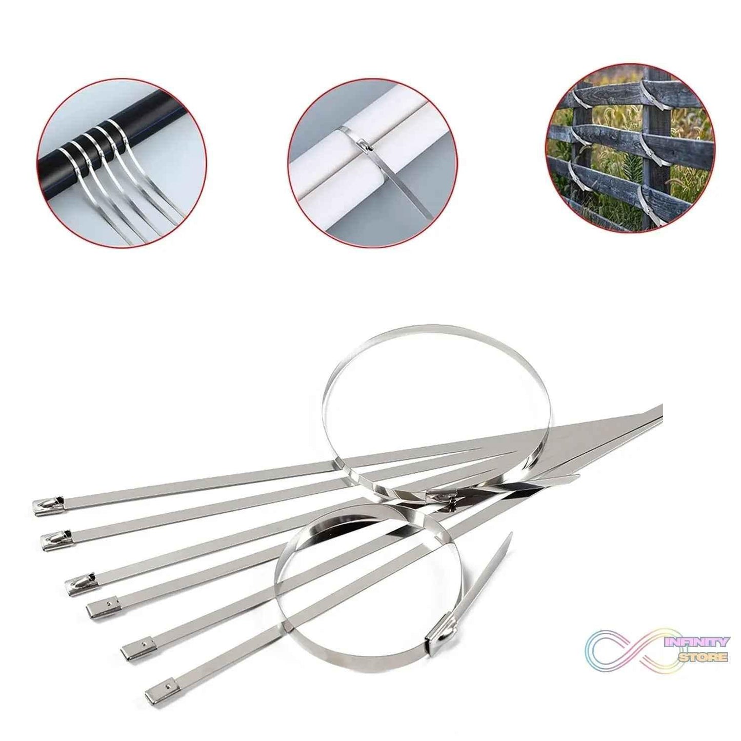 Multipurpose Stainless Steel Cable TIE (10 pcs Set / 4.6x200MM) - infinityexculsivestore.com