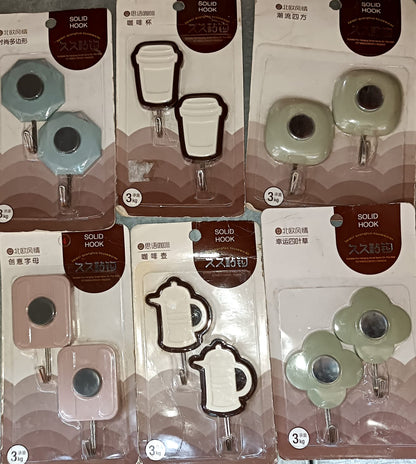Multipurpose Wall Hooks: Strong & Self - Adhesive for Bathroom, Kitchen, Office ( Mix Design ) - infinityexculsivestore.com