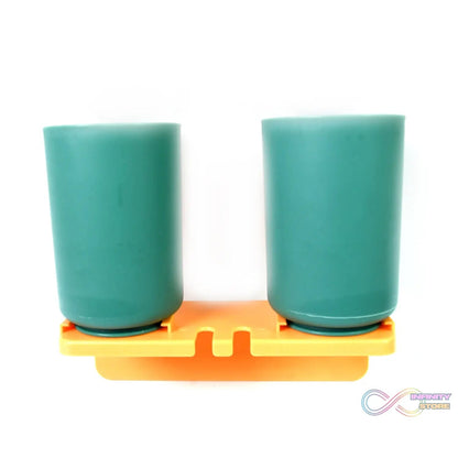 Multipurpose Wall Mount Toothbrush Holder Plastic Stand With 2 Cup (1 Set) - infinityexculsivestore.com
