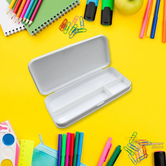 Multipurpose White Compass Pencil Box | 3 - Compartment School Case | Ideal Birthday Gift for Kids - infinityexculsivestore.com