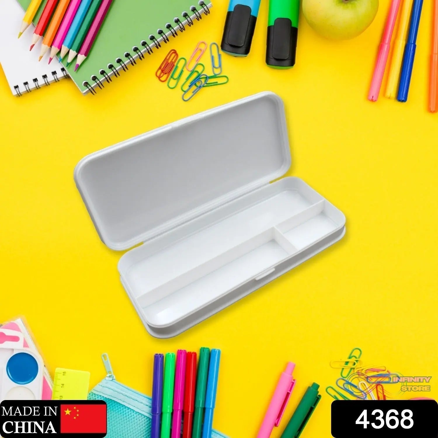 Multipurpose White Compass Pencil Box | 3 - Compartment School Case | Ideal Birthday Gift for Kids - infinityexculsivestore.com