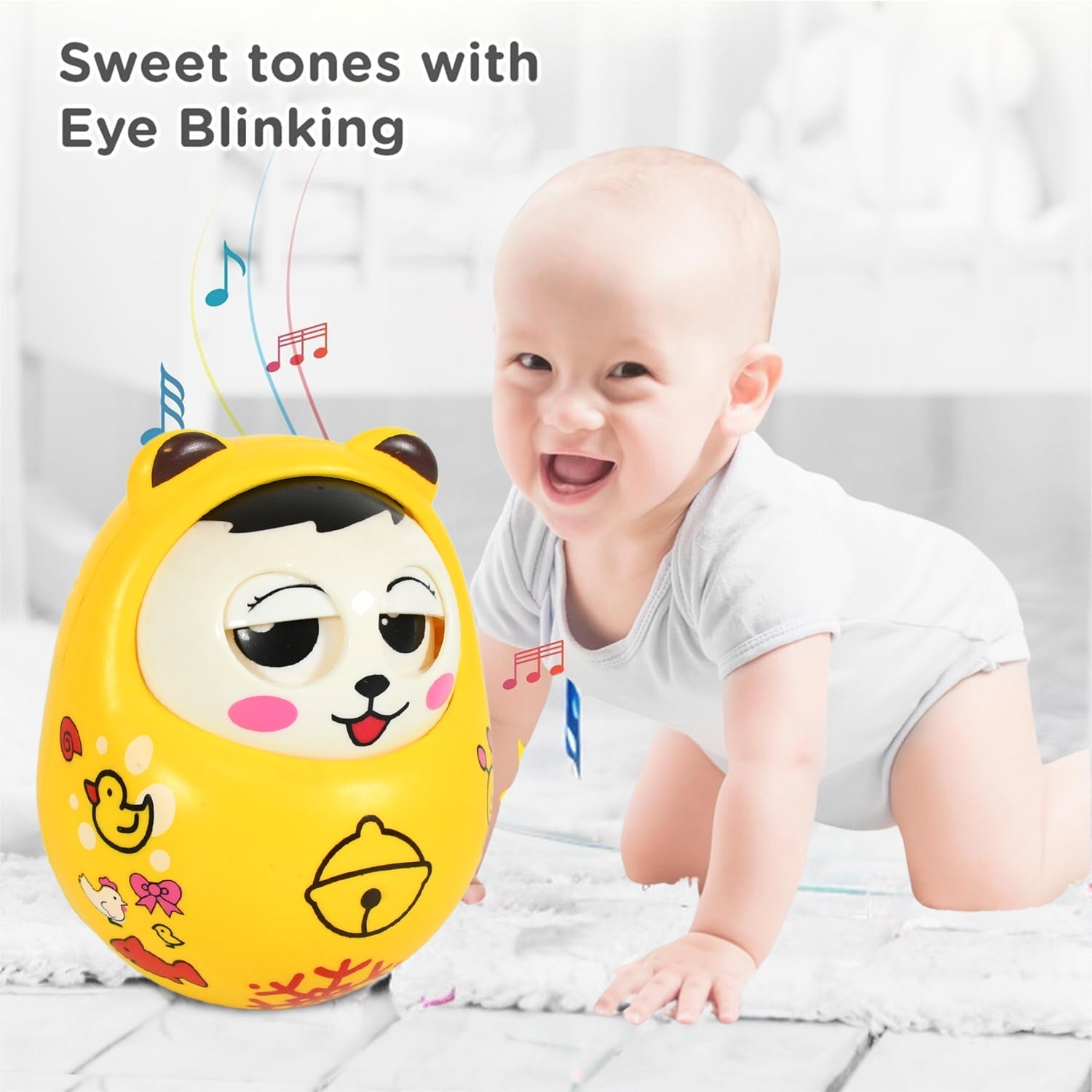 Musical Roly Poly Toys for Baby | Push and Shake Wobbling Toy with Music | Tumbler Doll Toy for Babies | Sound Balancing Doll Toys for Baby Boys, Girls 8+ Months Multicolor (1 Pc) - infinityexculsivestore.com
