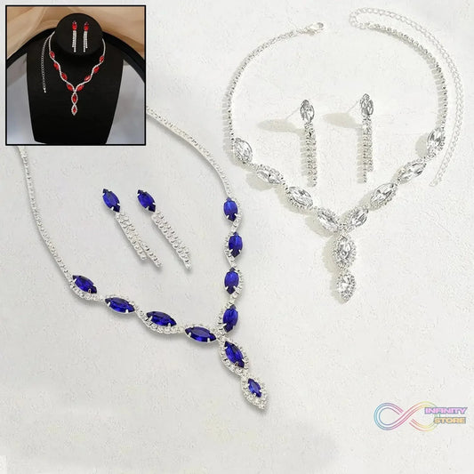 Necklace and Earrings Set Wedding Jewelry Set (1 Set / Mix Color) - infinityexculsivestore.com