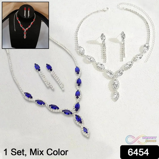 Necklace and Earrings Set Wedding Jewelry Set (1 Set / Mix Color) - infinityexculsivestore.com
