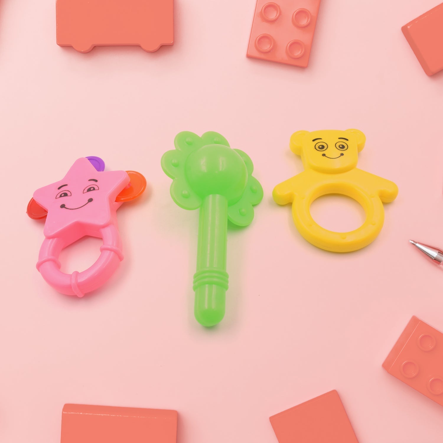 New Born Babies with Attractive Colors and Khanjari Rattle, Musical Gallery Khanjari Musical Instrument Toy Baby Play Toy Fun Return Gift for Kids Birthday (3 Pc Set) - infinityexculsivestore.com