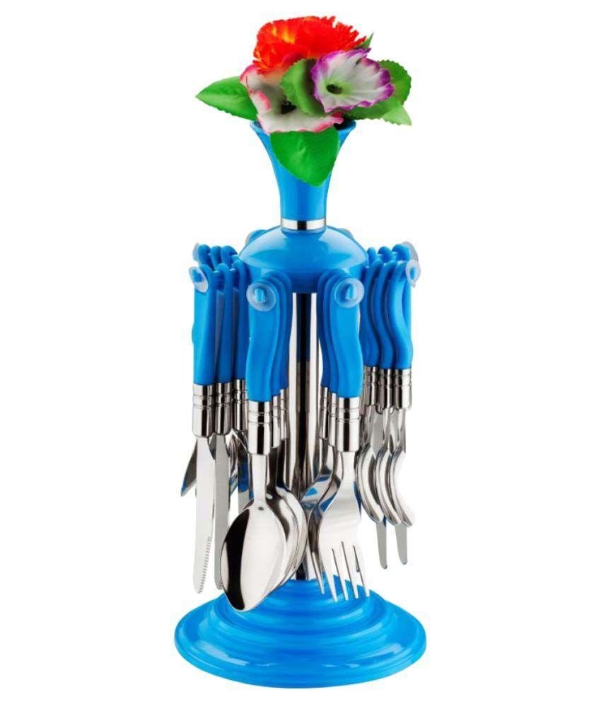New Stylish 24 Pcs Plastic, Stainless Steel Cutlery Set (Pack of 24) - infinityexculsivestore.com
