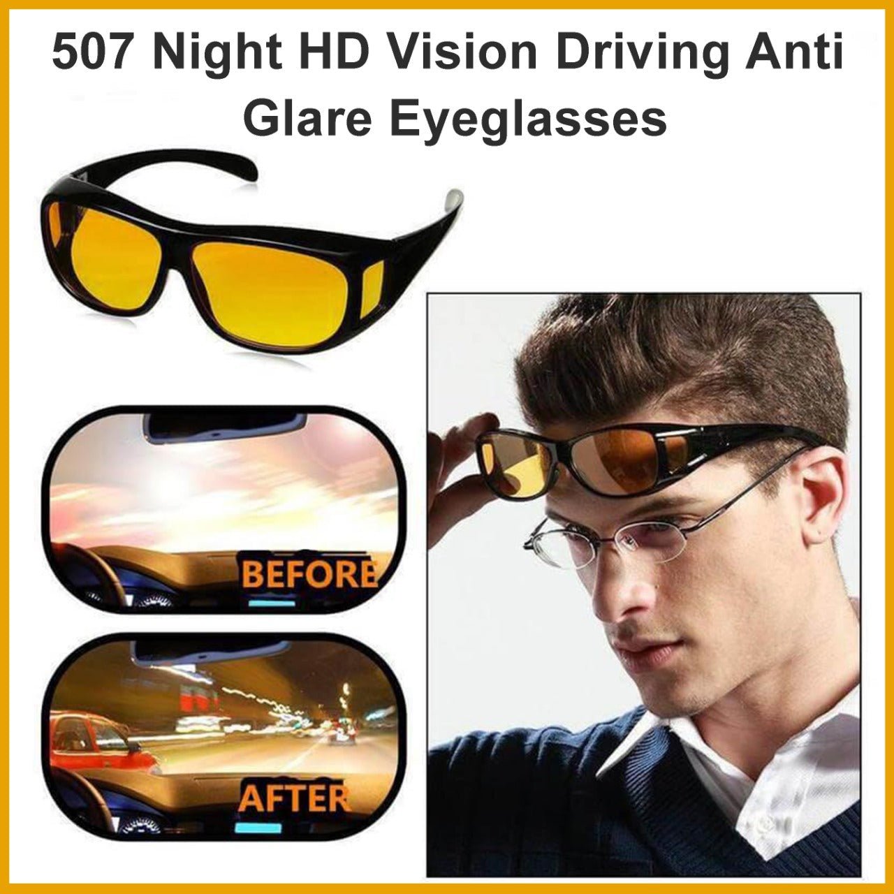 Night HD Vision Driving Anti Glare Eyeglasses - infinityexculsivestore.com