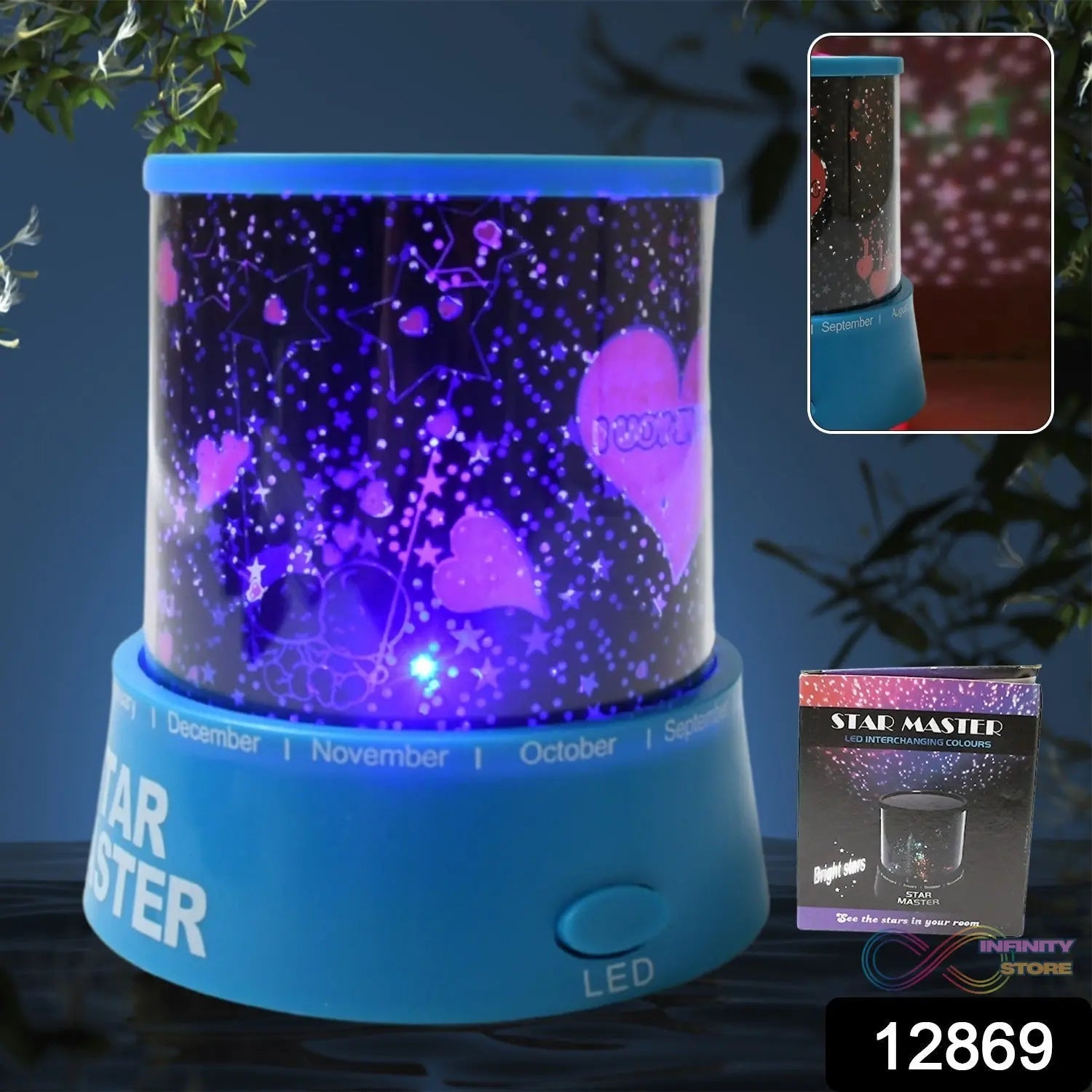 LED Projector Night Light Amazing Lamp, 3 Battery operated lamps, Rotation With the music Function, Master for Kids Bedroom Home Decoration Night Romantic Gift (Battery Not Included / 1 pc) - infinityexculsivestore.com