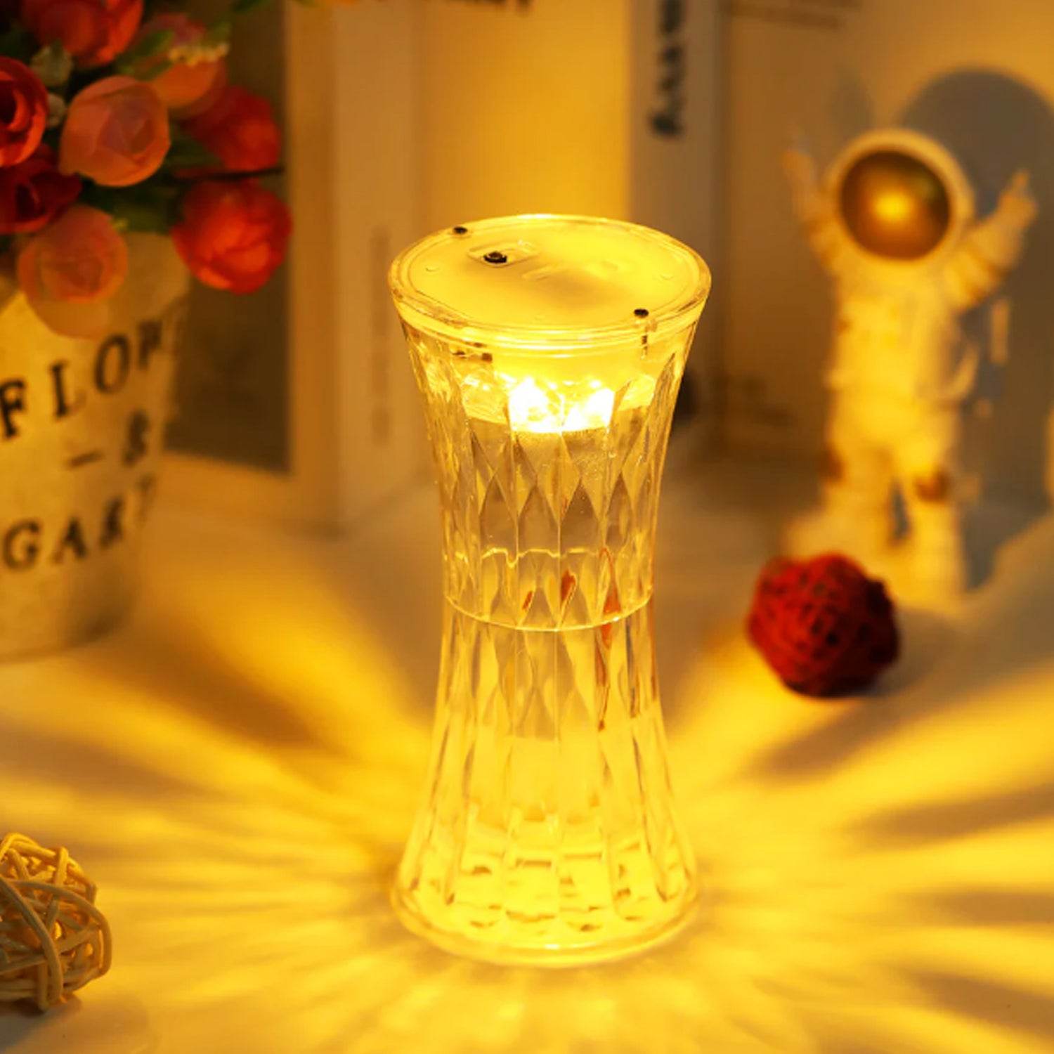 Crystal Lamp, Universal Night Light, Soft Lighting, Eye Protection for Nursery, Study, Bedroom Transparent Crystal Table Soft Lighting Multipurpose for Hotel for Office for Children's Room (12Pc MOQ) - infinityexculsivestore.com