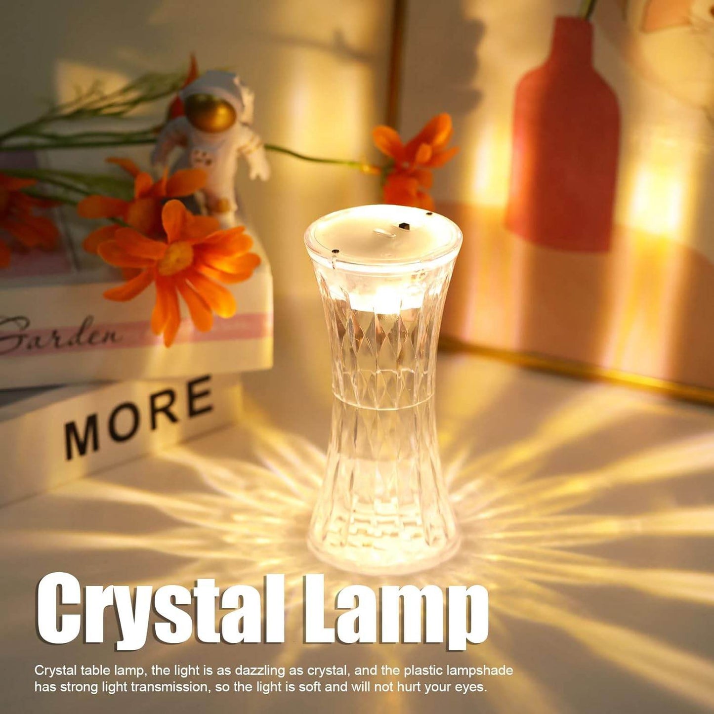 Crystal Lamp, Universal Night Light, Soft Lighting, Eye Protection for Nursery, Study, Bedroom Transparent Crystal Table Soft Lighting Multipurpose for Hotel for Office for Children's Room (12Pc MOQ) - infinityexculsivestore.com