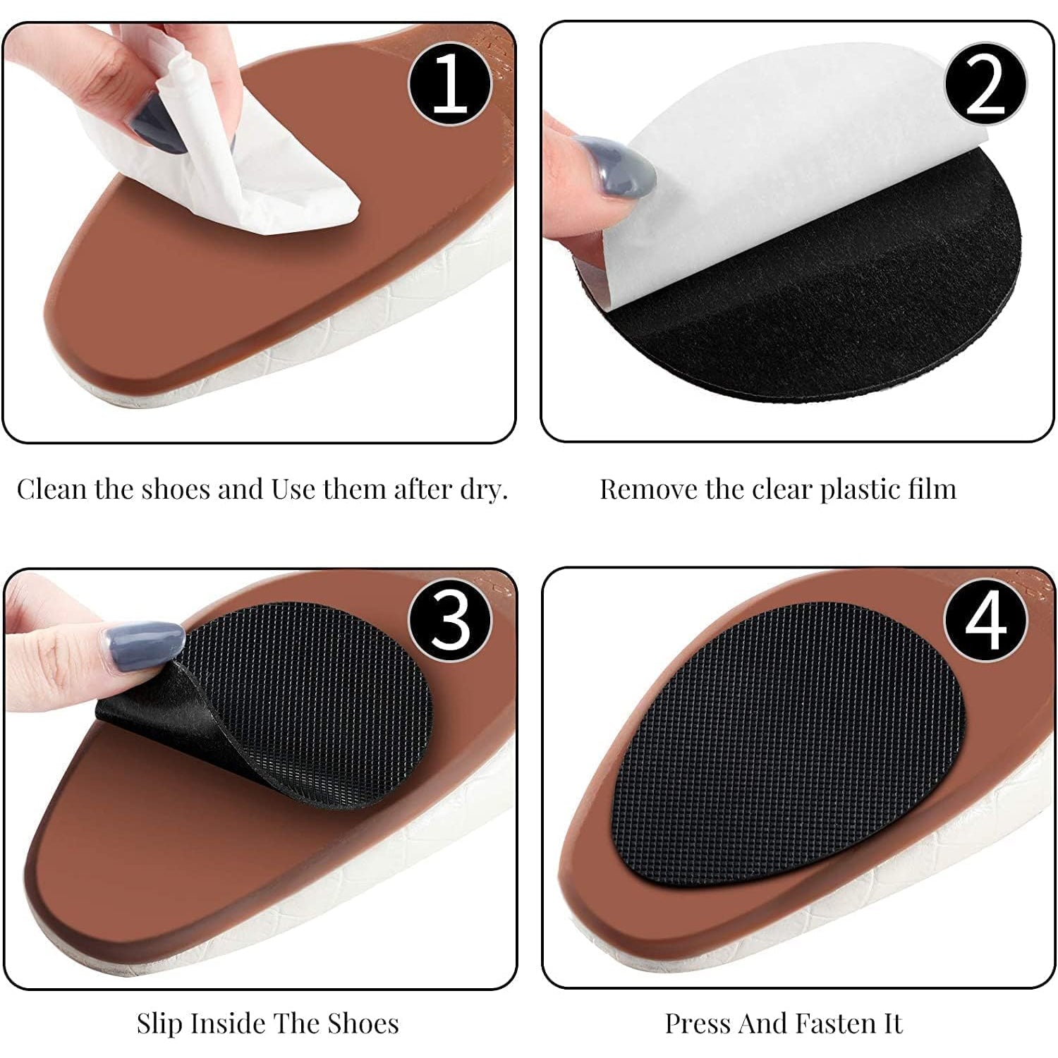 Non - Slip Shoe Pads, Rubber Shoe Sole Protector Pads, Self - Adhesive Shoe Grips Pads Stickers Non Skid for Ladies Shoes, High Heels, Boots (10 Pcs Set) - infinityexculsivestore.com