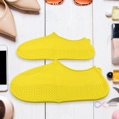 Non - Slip Silicone Rain Reusable Anti skid Waterproof Fordable Boot Shoe Cover (Extra Large Size (XL)/ 1 Pair / Yellow) - infinityexculsivestore.com