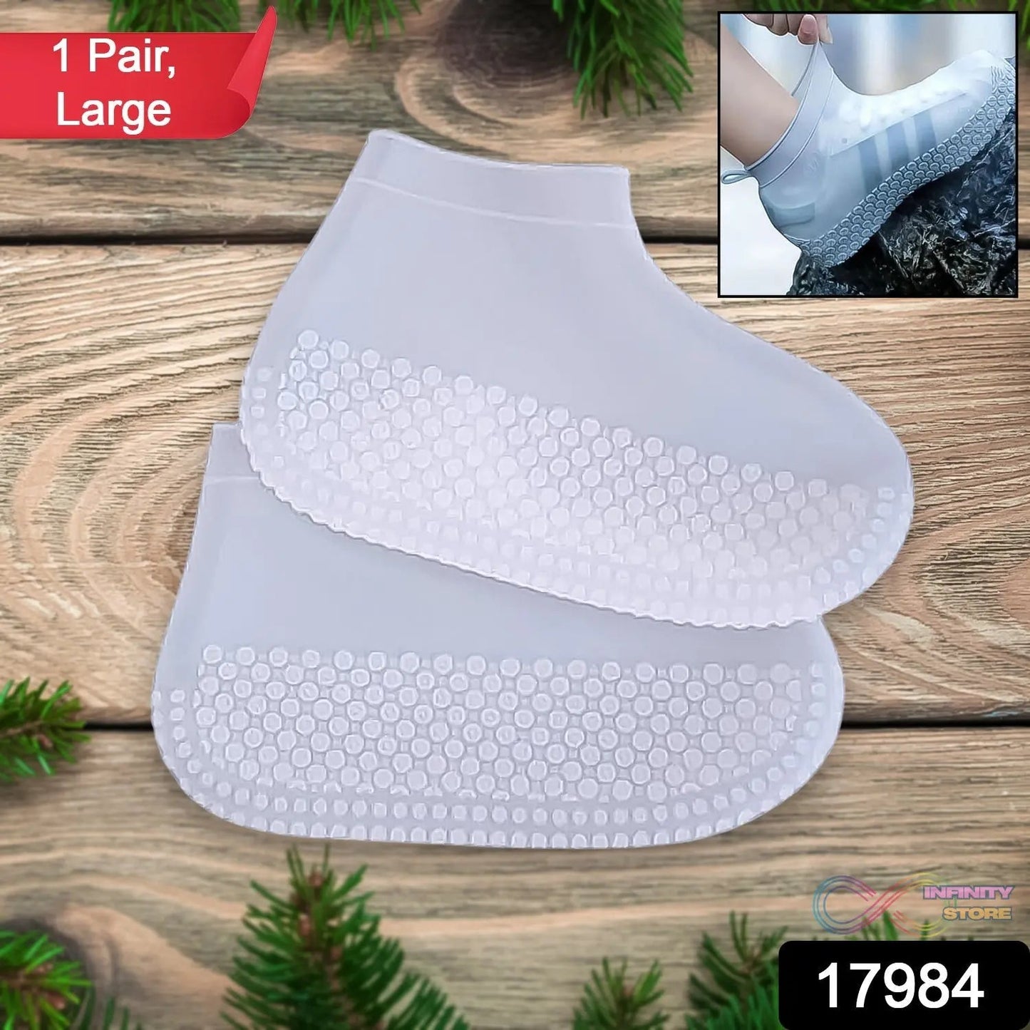 Non - Slip Silicone Rain Reusable Anti skid Waterproof Fordable Boot Shoe Cover (Large Size / 1 Pair / Mix Color) - infinityexculsivestore.com