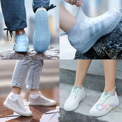 Non - Slip Silicone Rain Reusable Anti skid Waterproof Fordable Boot Shoe Cover (Large Size / 1 Pair / Mix Color) - infinityexculsivestore.com