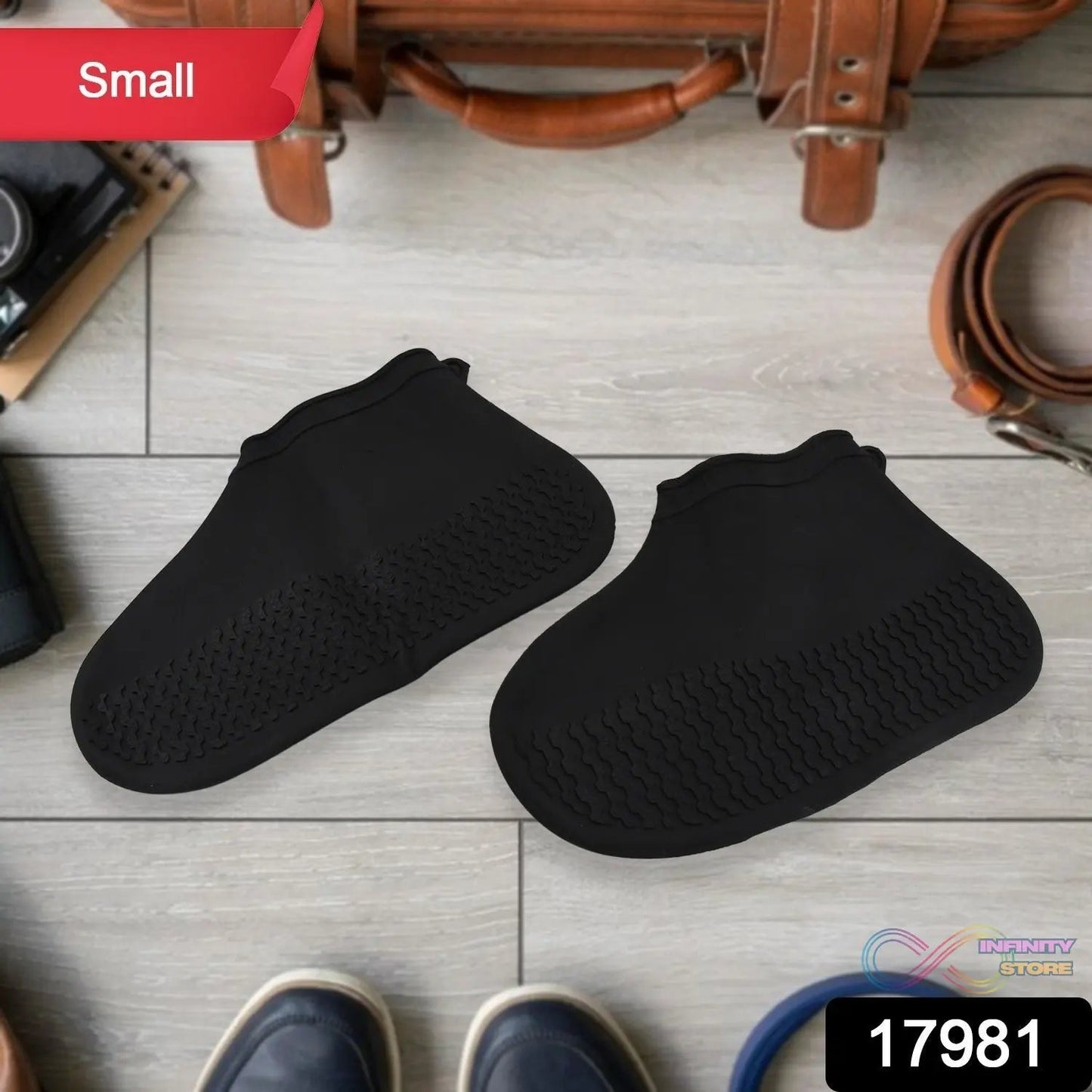 Non - Slip Silicone Rain Reusable Anti skid Waterproof Fordable Boot Shoe Cover (Small Size/ 1 Pair) - infinityexculsivestore.com