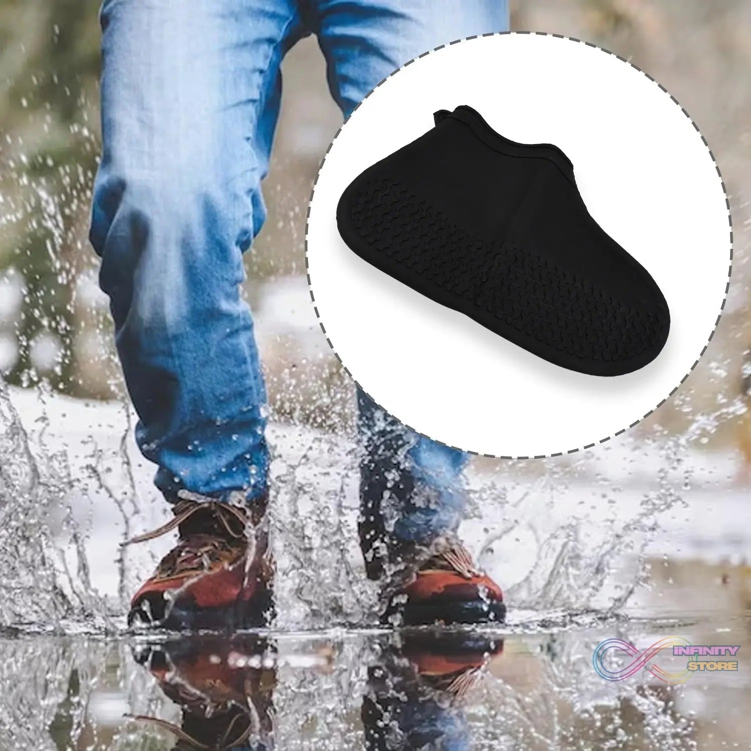 Non - Slip Silicone Rain Reusable Anti skid Waterproof Fordable Boot Shoe Cover (Small Size/ 1 Pair) - infinityexculsivestore.com